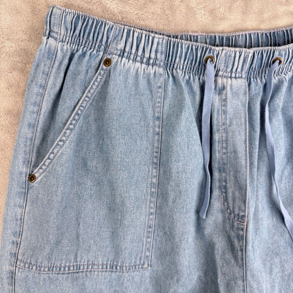 Classic Elements Capri Pants Women 18W Light Wash Denim Drawstring Elastic Waist - Picture 5 of 9